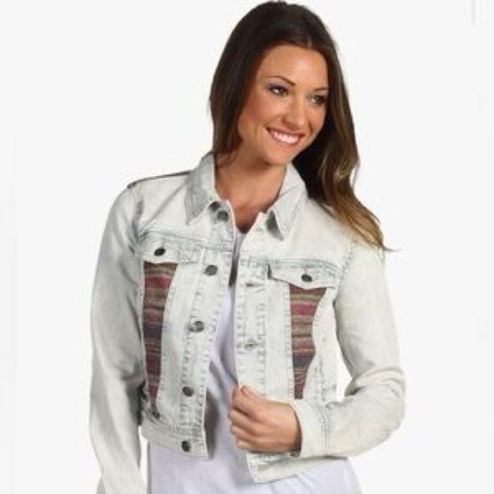 Free People Baja Tapestry Light‎ Wash Jacket size 6
